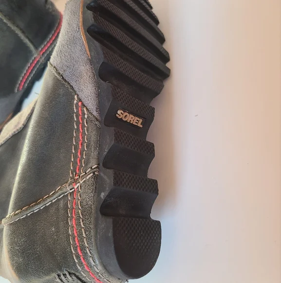 Sorel Cate The Great Wedge Tall Stylish Lace-Up Boots with Red Stitching - Picture 6 of 14